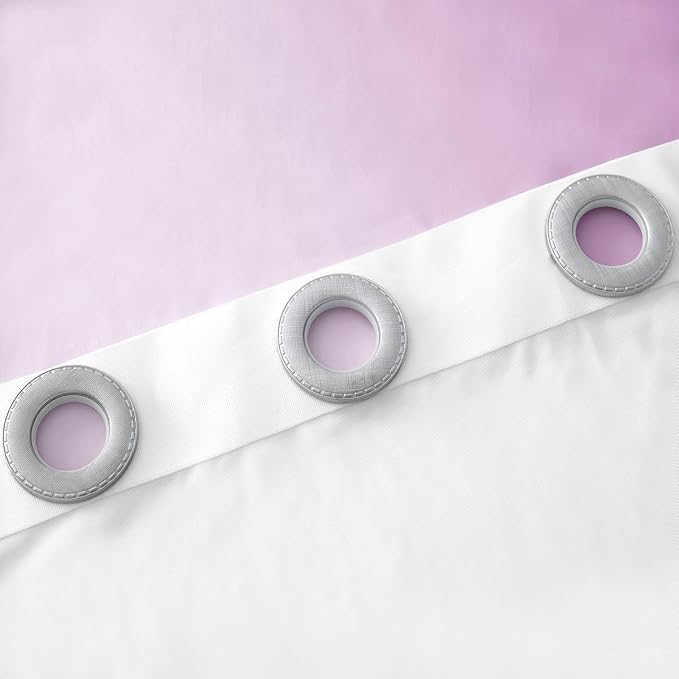 jejeloiu (2 Panels, 52 x 90 Inch Purple and White Darkening Drapes Gradient Style Curtains for Bedroom for Kids Women Men Ombre Printed Blackout Curtains Geometric Window Treatments