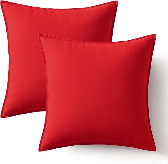 MIULEE Pack of 2 Decorative Linen Pillow Covers 16x16 Inch Christmas Red | Spring Boho Farmhouse Modern Soft Accent Throw Pillows Neutral Cushion Covers for Sofa Couch Bed Living Room Home Decor