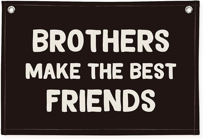 Brothers Make The Best Friends Banner, Boys Room Decor, Toddler Boy Linen Banner Wall Hanging Flag Decor for Nursery 20x30 - Black