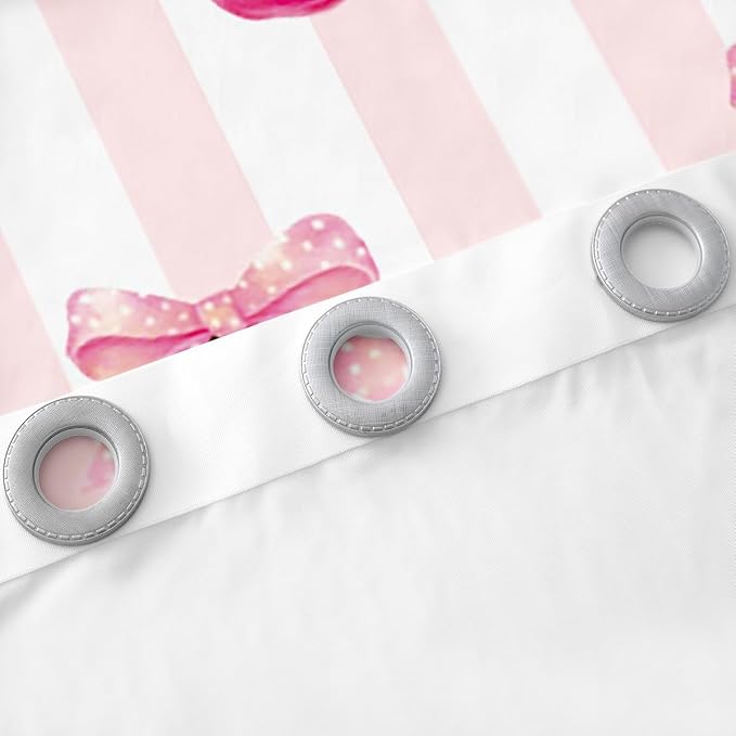 Feelyou Pink Girls Bow Curtains for Bedroom Living Room (2 Panels, 42 x 63 Inch) Kawaii Cherry Prints Darkening Dreapes Boys Teens Decor Bow Blackout Curtains Cute Bowknot Window Treatments