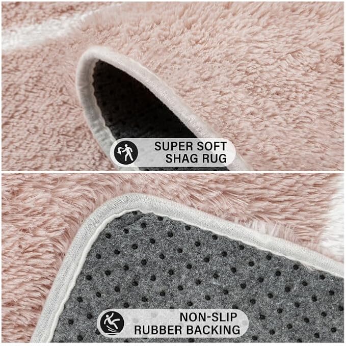 PureCozy 5x7 Checkered Rug for Living Room Pink and White Modern Soft Area Rug Fluffy Non-Slip Carpet for Bedroom Playroom Home Aesthetic Decor