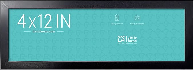 LaVie Home 4x12 Picture Frame Black, Panoramic Picture Frame for Wall Decoration, Classic Black Minimalist Style Suitable for Decorating Houses, Offices, Hotels（1 Pack）