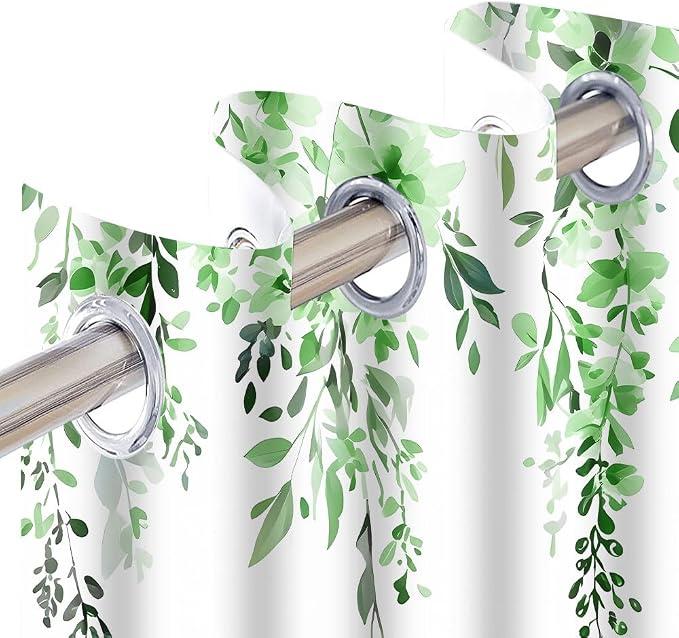 Green Watercolor Floral Curtains, Botanical Leaves Vine Flowers Curtain, Rustic Farmhouse Flower Leaf Blackout Window Treatment Drapes for Bedroom Living Room 42x63 inch, 2 Panels