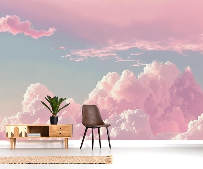 YQWDMX - 3D Pink Cloud Peel and Stick Wallpaper wall Mural Girl Kid's Room ZY08 XL