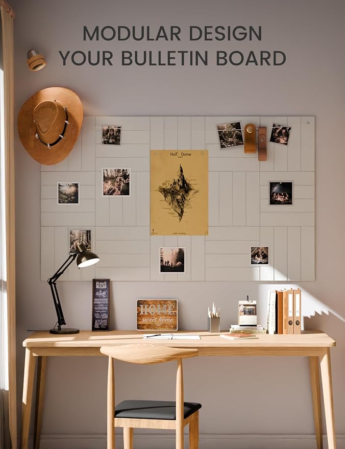 Fluxynara Large Felt Bulletin Board 36"x24" Cork Board Alternative - 6 Pack with 32 Safe Removable Adhesive Tabs, Cork Boards for Walls Cork Board for Home Office Classroom Pin Board-Cold White