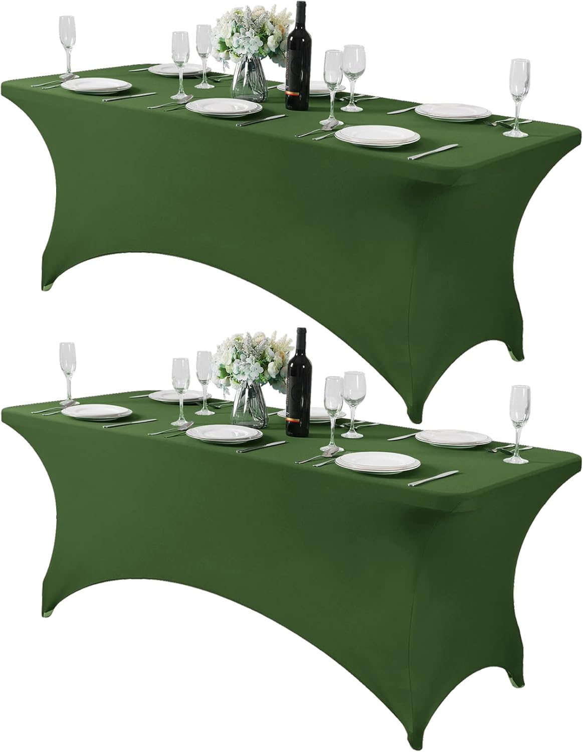 2Pack Spandex Table Cover for 6Ft or 4fT or 8ft Table Universal Fitted Stretch Tablecloth for Party, Banquet, Wedding and Events-Willow