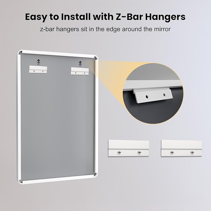 LOAAO 32x36 Inch White Metal Framed Bathroom Mirror for Wall, White Bathroom Vanity Mirror Farmhouse, Large Rounded Rectangle Mirror, Anti-Rust, Tempered Glass, Hangs Horizontally or Vertically