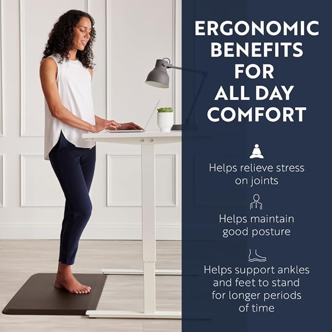 KANGAROO Anti Fatigue Mats for Kitchen Floor, 70x24, Reduce Foot, Knee, Back Pressure, 3/4 Inch Thick Cushioned Ergonomic Mat, Waterproof Comfort Rug for Under Sink, Standing Desk, Store Floors, Brown
