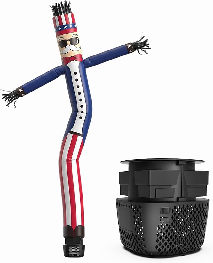 7 FT Inflatable Tube Man with Blower: Patriotic Inflatable Dancing Man for July 4th Yard Decor, Store Grand Opening, Indoor & Outdoor Holiday Party Celebrations (Blue)