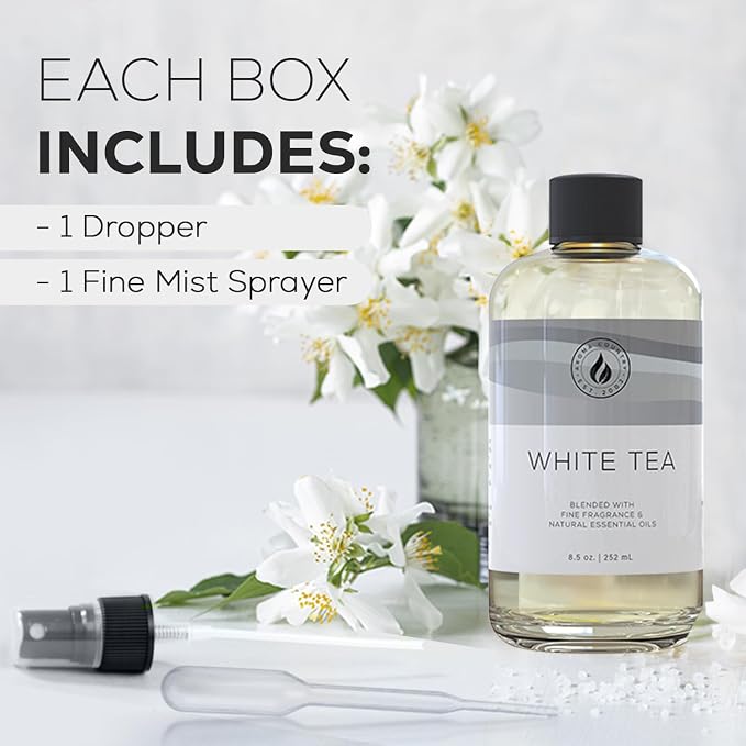 Aroma Country White Tea Luxury Diffuser Oil Refill (8.5 Fl Oz) | Hotel-Inspired • Long-Lasting Home Fragrance • for Aromatherapy, Reed Diffusers, Diffuser Machines & Room Sprays
