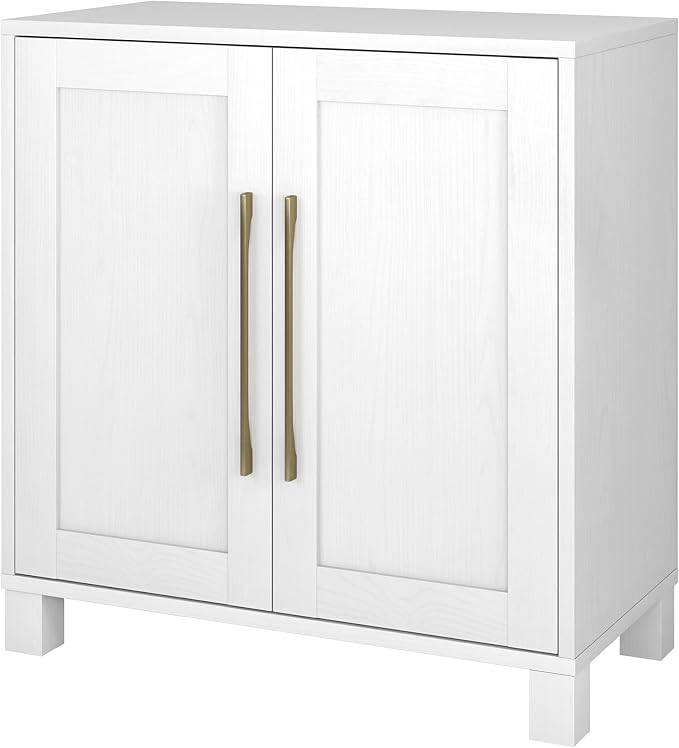 Henn&Hart 28" Wooden Accent Cabinet, Modern Sideboard Buffet Cabinet with 2 Doors and an Adjustable Shelf for Living Room, Dining Room, Bedroom or Entryway, Cloud White