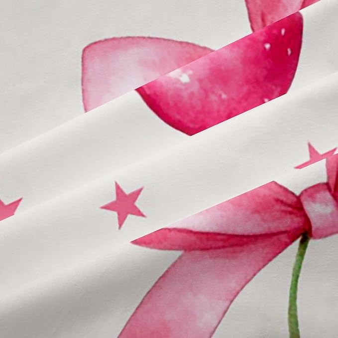 Feelyou Pink Girls Bow Room Darkening Blackout Curtain (2 Panels, 52 x 84 Inch) Bow Curtains for Bedroom Living Room Kawaii Cherry Prints Blackout Curtains Cute Bowknot Window Treatments