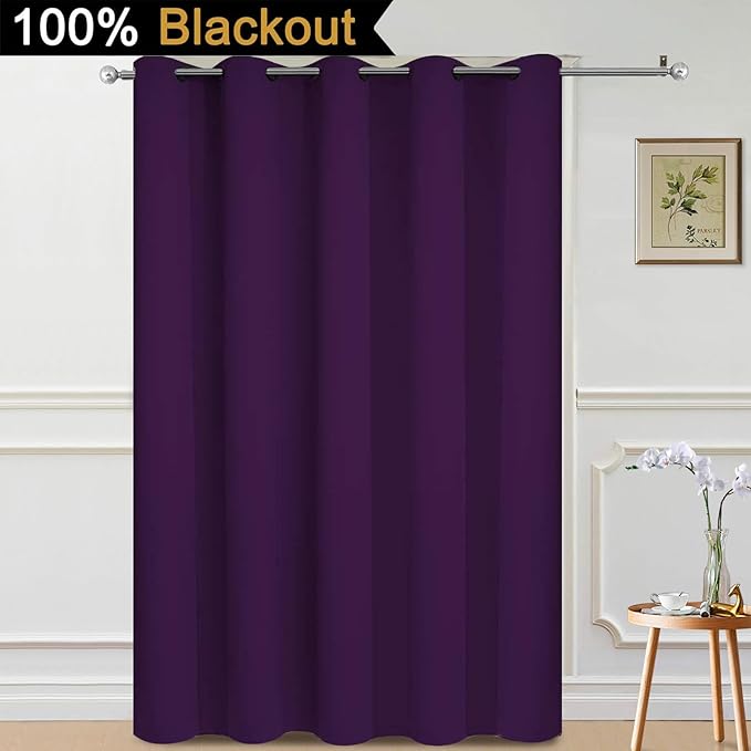 Yakamok 100% Blackout Lined Panels, Thermal Insulated Blackout Curtains for Bedroom, Heat Blocking Drapes for Living Room(70Wx84L, Purple, 1 Panel)