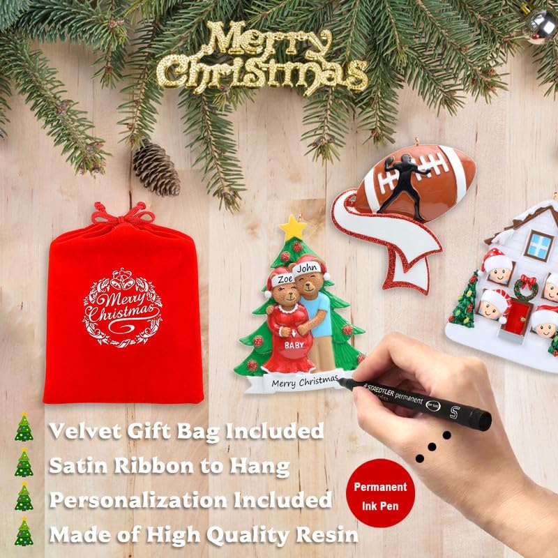 Personalized Family Ornament 2024, Bear Family of 7 Christmas Tree Ornament, Customized Teddy Bear Ornaments for Christmas Tree Decor, Unique Bear Gifts for Mom, Dad, Grandkids, Grandma, Grandpa