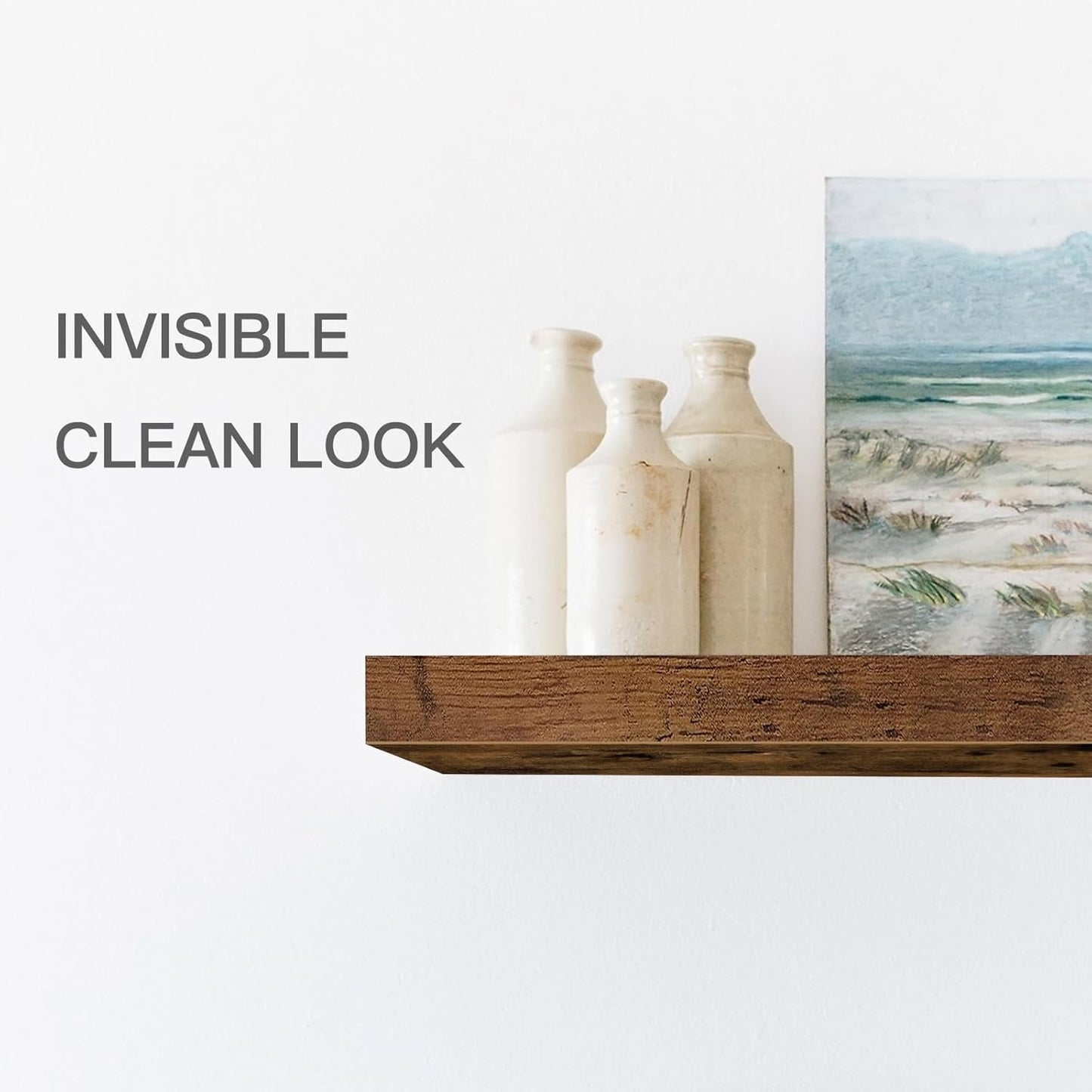 QEEIG Floating Shelves for Wall Bathroom Shelf Bedroom Kitchen Living Room Farmhouse Small Book Shelf 16 inch Set of 2, Brown (015-BN2)