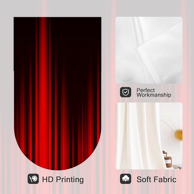 Coxila Red Black Window Curtains for Bedroom 42 x 84 Inch Rod Pocket Long Ombre Burgundy Stripe Boho Pattern Simple Gradient Design Living Room Treatment Set of 2 Curtain Panels Drapes Drapes