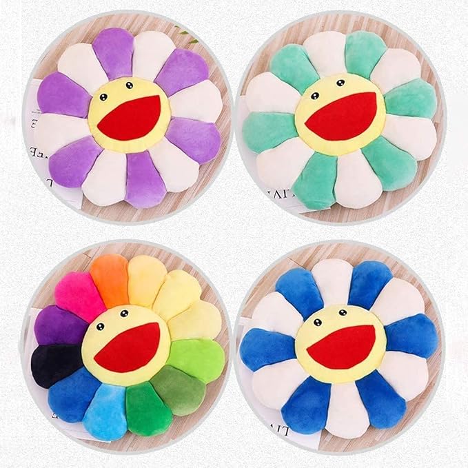 TEFU Flower Plush Pillow, Sunflower Soft Comfortable,Blue,16.5in/42cm | Colorful Sunflower Plush Pillow—Perfect for Home, Bedroom, Stores, Restaurants, Decor, Seating