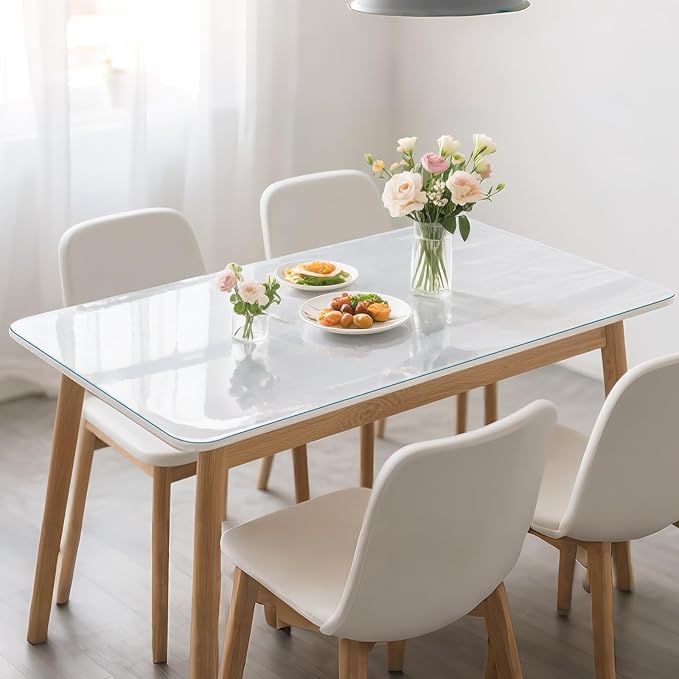 Frosted Table Protector 42 x 78 Inch, 1.4mm Thick Waterproof PVC Plastic Table Cover, Durable Table Pad for Dining Room, Kitchen, Writing Desk, and Coffee Tables