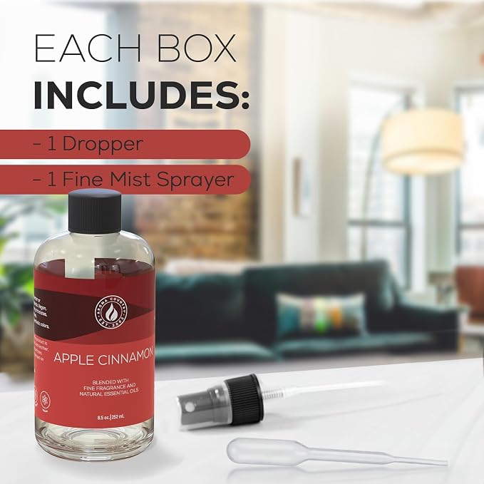 Aroma Country Apple Cinnamon Luxury Diffuser Oil Refill (8.5 Fl Oz) | Hotel-Inspired • Long-Lasting Home Fragrance • for Aromatherapy, Reed Diffusers, Diffuser Machines & Room Sprays