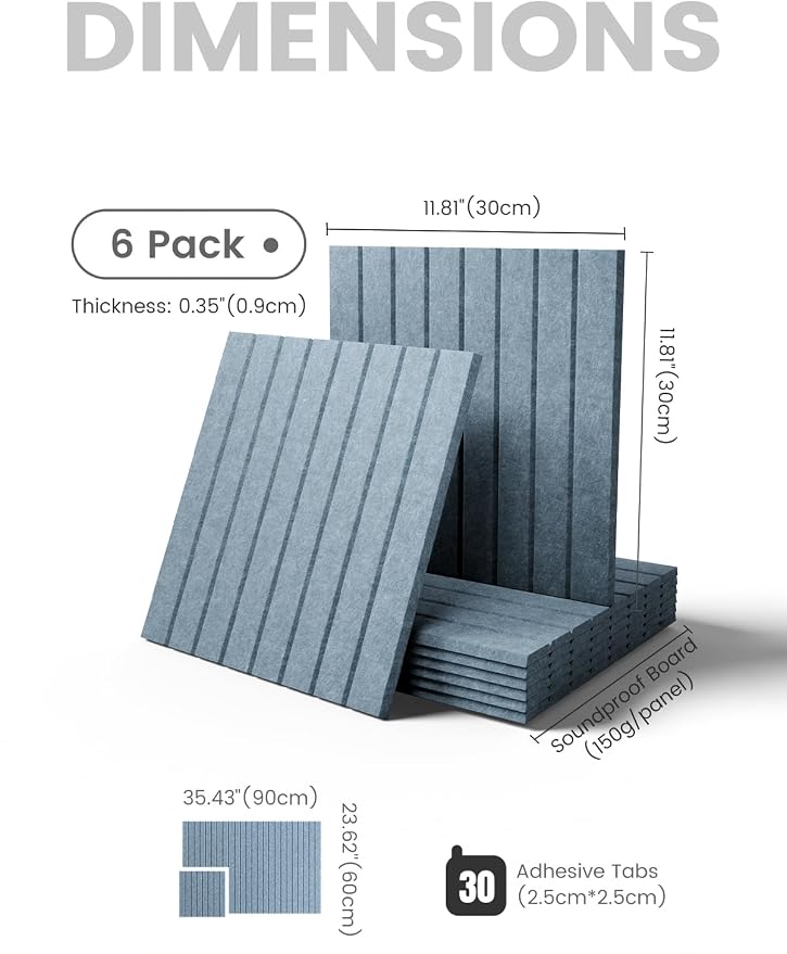 Fluxynara Large Felt Bulletin Board 36" x 24" Cork Board Alternative-6 Pack with 32 Safe Removable Adhesive Tabs, Cork Boards for Walls Cork Board for Home Office Classroom Pin Board-Dusty Blue