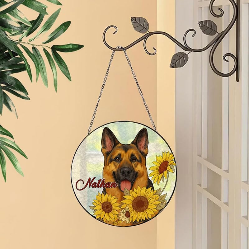 Personalized Glass Window Hanging with Pet Portrait, Custom Dog Glass Decoration for Home, Unique Memorial Gift Keepsake for Pet Owners