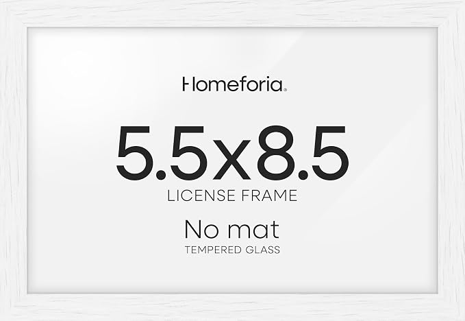 Homeforia 5.5x8.5 Business License Frame White, High End Oak 5.5 x 8.5 Wood Certificate Frames, 5.5by8.5 Document Frames for Wall or Tabletop, Wooden Picture Frames, Tempered Glass, Wall Kit, Set of 2