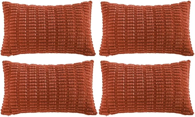 Fancy Homi 4 Packs Decorative Throw Pillow Covers for Living Room Couch Bed, Modern Farmhouse Boho Home Décor Accent Cushion Case, 24" x 14", Burnt Orange