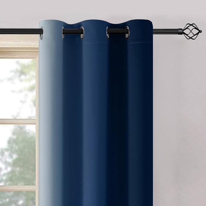 Yakamok Ombre Curtains Blue and Greyish White for Living Room,42Wx72L | Room Darkening Curtains 72,Thermal Insulated Gradient Color Drape,Light Blocking Grommet Window Curtains for Bedroom,2 Panels