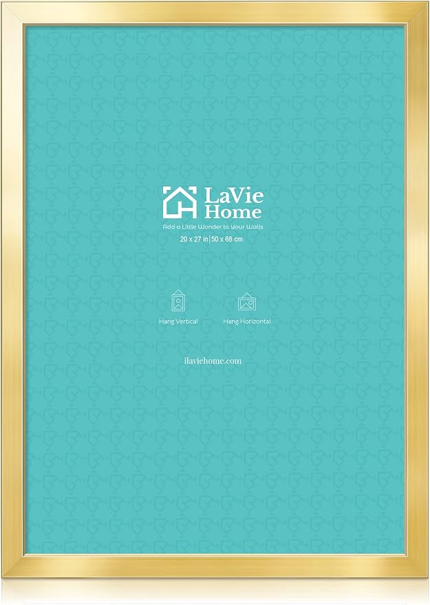 LaVie Home 20 x 27 Picture Frame, Large Poster Frame with High Definition Plexiglass, Horizontal or Vertical Wall Gallery Poster Frames Suitable for Photos, Artworks, Posters,Puzzle, Gold 1pc