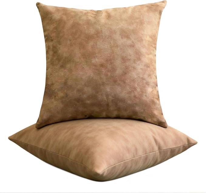 Throw Pillows with Inserts Included, 18x18 Couch Pillows,Throw Pillows for Couch,Brown 2 Pack.
