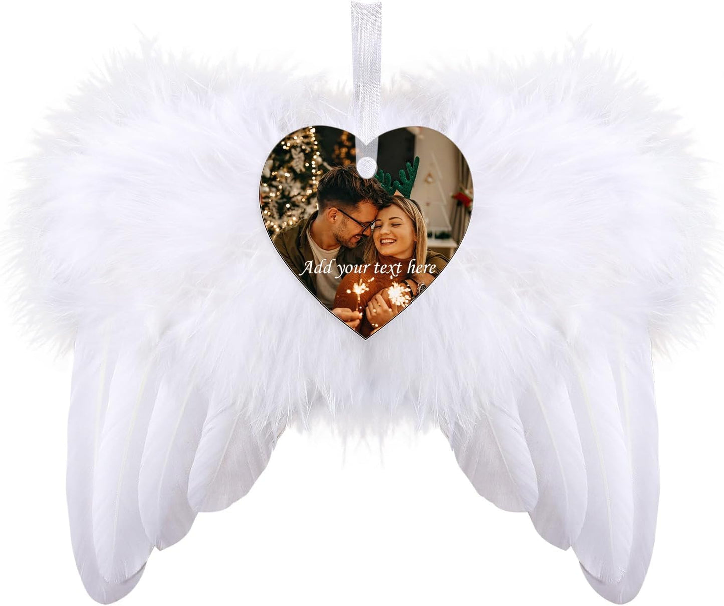 Personalized Christmas Ornaments 2025, Angel Wings Custom Photo Text Hanging Ornament Customized Christmas Tree Decorations Gift for Family, Kids, Friends, Couples, Wedding