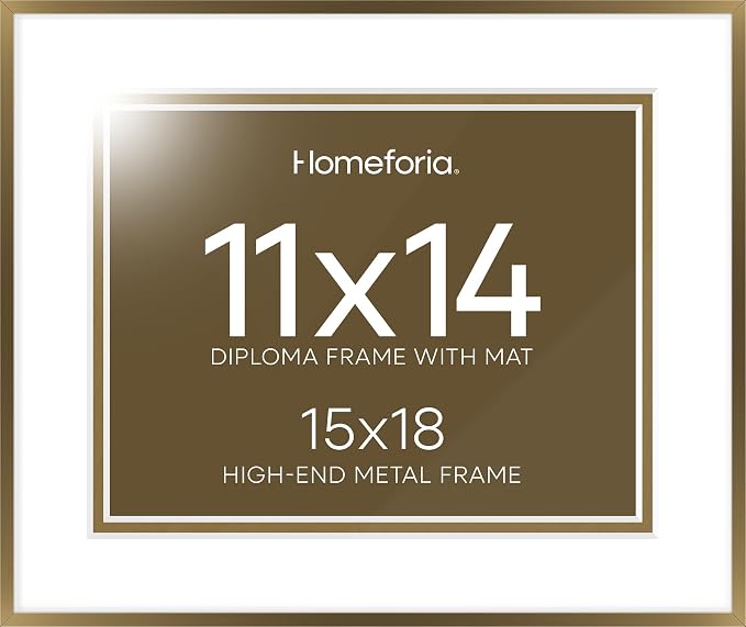 Homeforia 15x18 Diploma Frame Bronze, High End Metal 15 x 18 Certificate Frames with Mat for 11 by 14, 18x15 Document Frame Matted to 11x14, Award Graduation Frames, Tempered Glass, Wall Kit, Set of 3