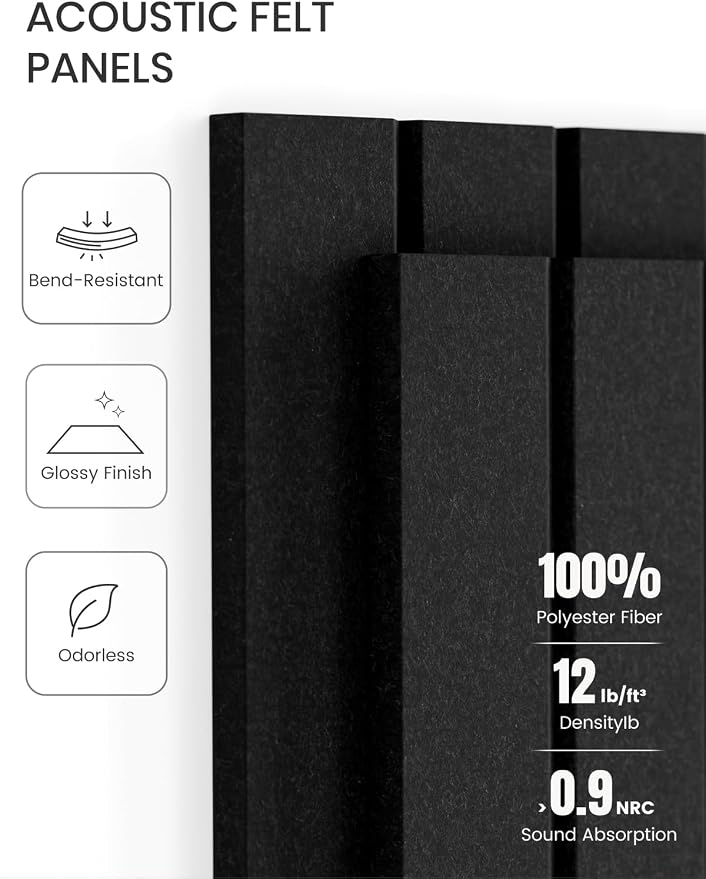 Fluxynara Large Felt Bulletin Board 36" x 24" Cork Board Alternative-6 Pack with 32 Safe Removable Adhesive Tabs, Cork Boards for Walls Cork Board for Home Office Classroom Pin Board -Black