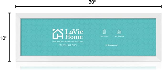 LaVie Home 10x30 Picture Frame White, Panoramic Picture Frame for Wall Decoration, Classic Black Minimalist Style Suitable for Decorating Houses, Offices, Hotels（1 Pack）