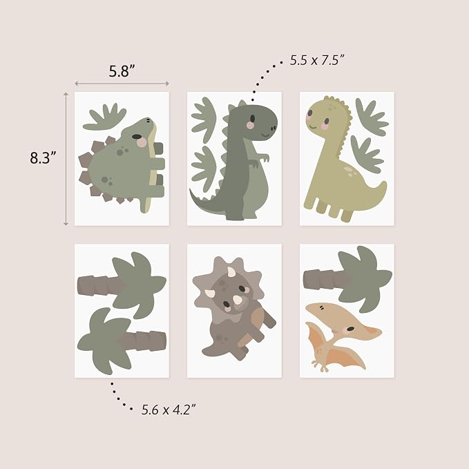 Removable Wall Decals for Kids Room – Peel and Stick Wall Stickers for Girls & Boys Bedroom, Playroom & Nursery – Easy to Apply Wall Decor - Dinosaur Wall Decals
