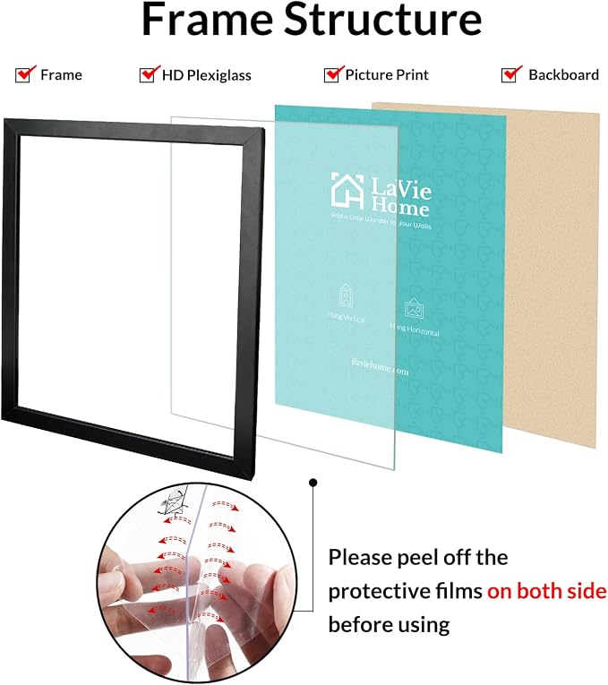 LaVie Home 5x15 Picture Frame Black, Panoramic Picture Frame for Wall Decoration, Classic Black Minimalist Style Suitable for Decorating Houses, Offices, Hotels（1 Pack）