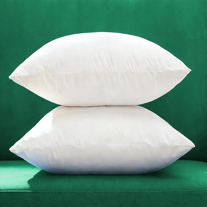 Extra Thick and Full Set of 2 Plump Cotton Fabric Throw Pillow Inserts, Overfilled Cushion Filler, 24 X 24 Inches