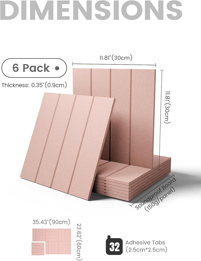 Fluxynara Felt Bulletin Board Tiles Large 36" x 24" Cork Board Alternative-6 Pack with 32 Adhesive Tabs, Thick Slat Wall Panels for Office Decor, Push Pin Board Wall Organizer Alternative - Pink
