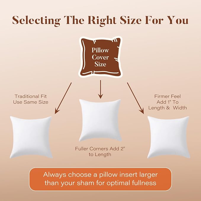 DOWNSTORIA 20x20 Feather Down Pillow Inserts Set of 2, Decorative Pillows with 100% Coton Cover, Throw Pillow for Bed, Couch and Sofa.