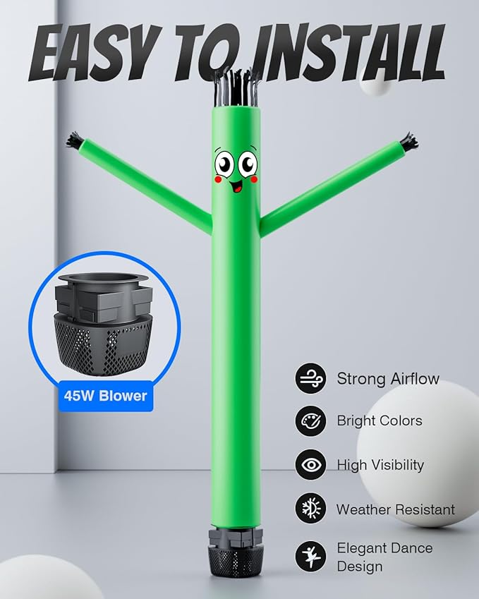 Inflatable Tube Man with Blower: 6 FT Tall Dancing Inflatable Tube Guy for Outdoor Decoration with Mini Blower Fan, for Mall Opening, Business Advertising, and Events (Green)