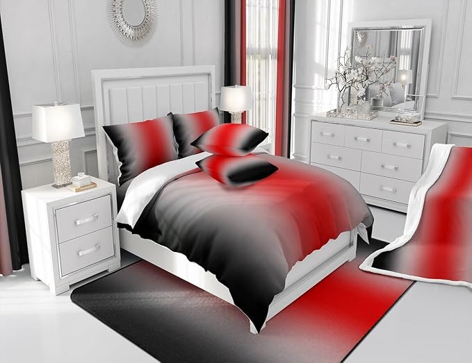 jejeloiu Red Darkening Drapes (2 Panels, 42 x 84 Inch) Ombre Black Curtains for Bedroom Living Room for Kids Decor Gradient Style Blackout Curtains Abstract Window Treatments
