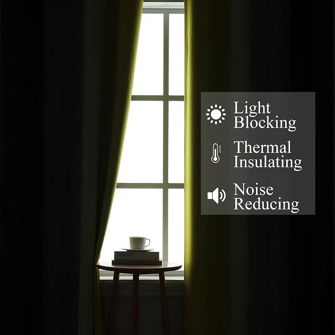 Estelar Textiler Navy Blue and Yellow Ombre Blackout Curtains for Living Room, Full Room Darkening Grommet Curtains for Bedroom, Thermal Insulated Light Blocking Gradient Drapes, 42Wx72L, 2 Panels