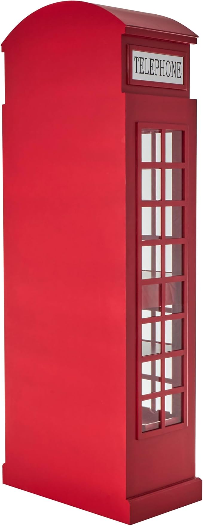 Deco 79 Wooden Telephone Standing Wine Rack Vintage London Booth 2 Shelf and 6 Bottle with Drawer Storage, 26" x 15" x 74", Red