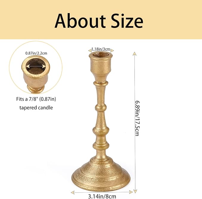 Antique Brass Candle Holders Set of 2 – Heavy Duty Cast Iron Candle Stick Holder for Table Centerpiece Home Decor Gift