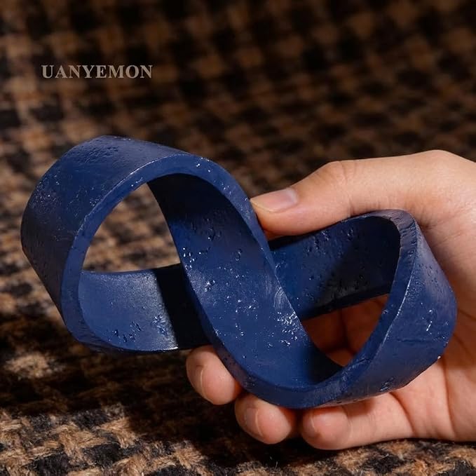 Modern Infinity Knot Sculpture - Blue Knot Home Decor, Multi-Angle Statue for Shelves, Coffee Table, Bookshelf, Living Room, Office, Resin Geometric Decorative Accent, Abstract Art Knick Knacks Gifts