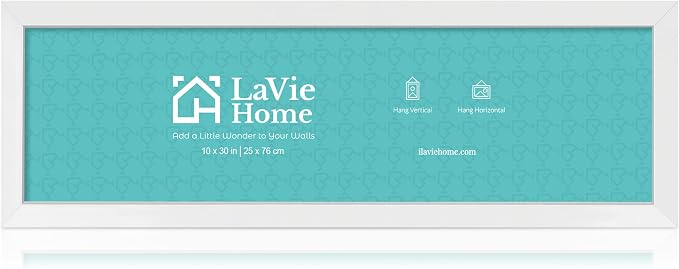 LaVie Home 10x30 Picture Frame White, Panoramic Picture Frame for Wall Decoration, Classic Black Minimalist Style Suitable for Decorating Houses, Offices, Hotels（1 Pack）