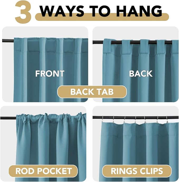 H.VERSAILTEX Blackout Curtains Thermal Insulated Window Treatment Panels Room Darkening Blackout Drapes for Living Room Back Tab/Rod Pocket Bedroom Draperies (2 Panels, Storm Blue, 52 x 84 Inch)