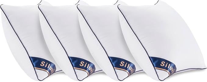 Siluvia Pillow Insert 18x18 Inch Set of 4 for Sofa, Couch, and Bed | 100% pure cotton shell, soft and breathable