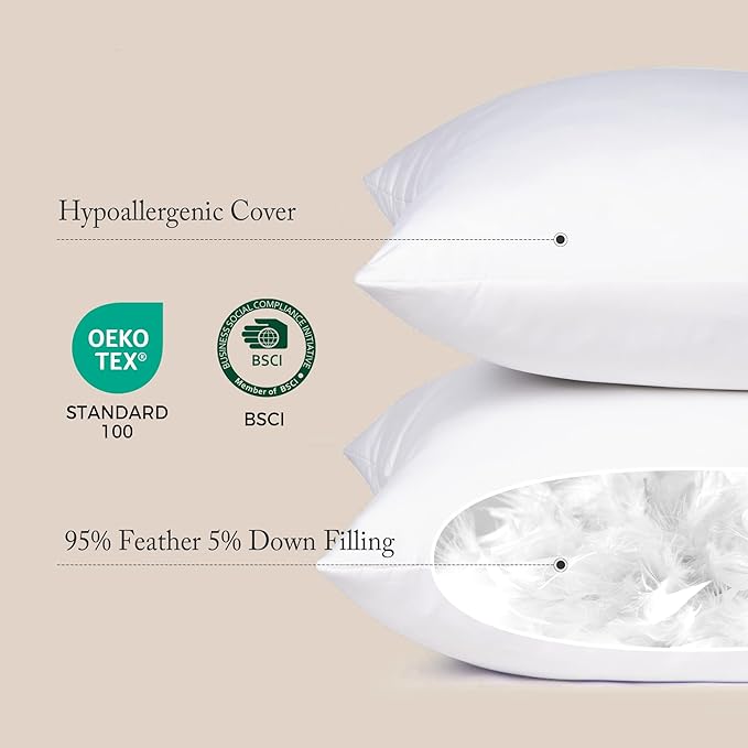 puredown® 20x20 Feather Down Pillow Inserts, 4 Pack Throw Pillow Inserts for Couch, Chairs, Office, Apartments