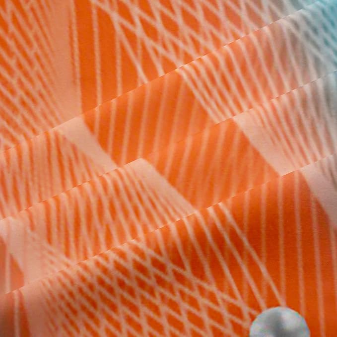 jejeloiu (2 Panels, 42 x 84 Inch Orange and Blue Darkening Drapes Strip Lines Curtains for Bedroom for Kids Women Men Ombre Pearl Printed Blackout Curtains Geometric Window Treatments